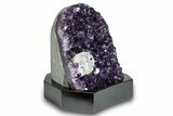 Sparkly Amethyst & Calcite Cluster With Wood Base - Uruguay #275642-2